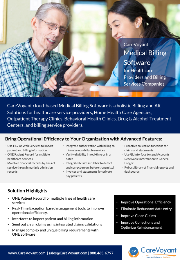 CareVoyant Medical Billing Software for Healthcare Providers and Billing Services Companies preview