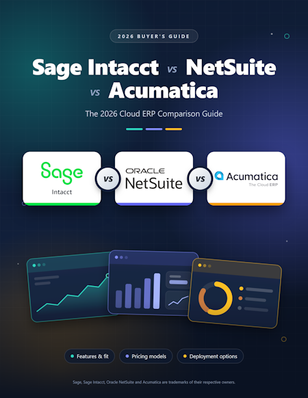 Sage vs. NetSuite vs. Acumatica comparison guide cover